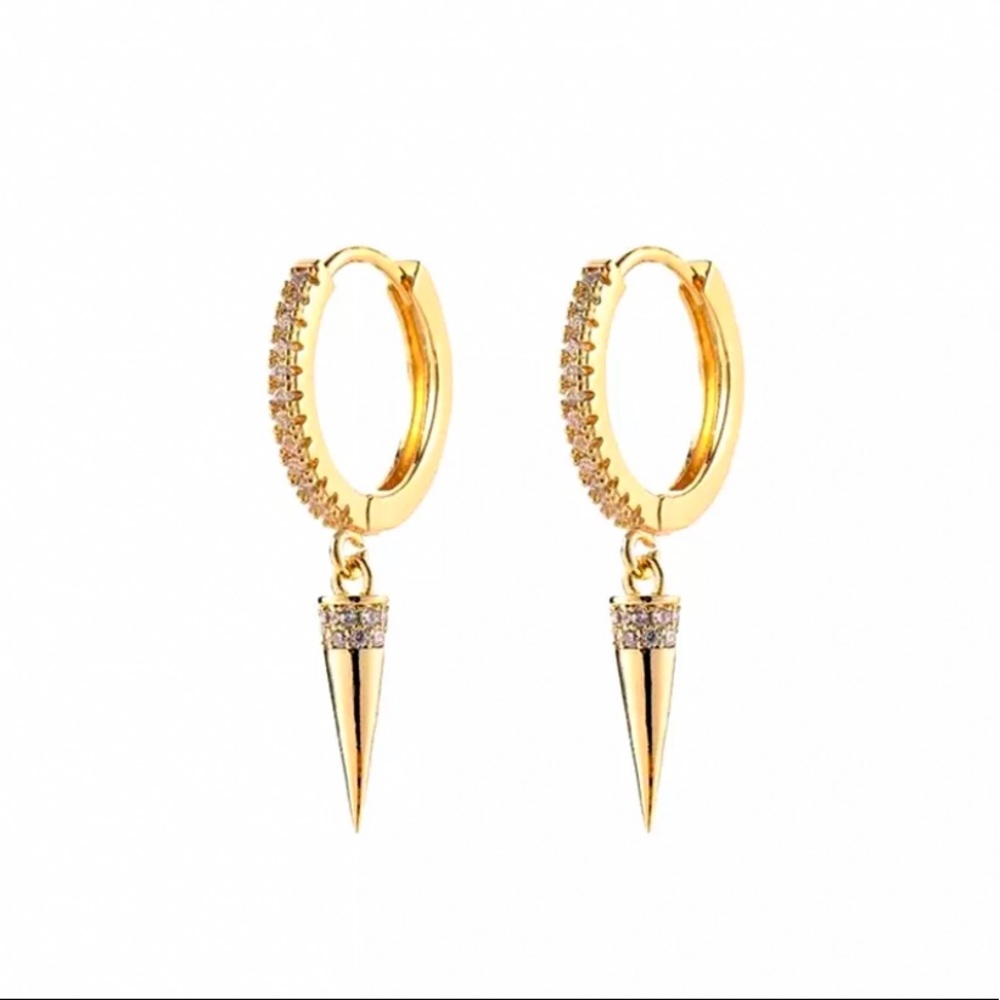 Gold Spike Huggie Hoop Earrings